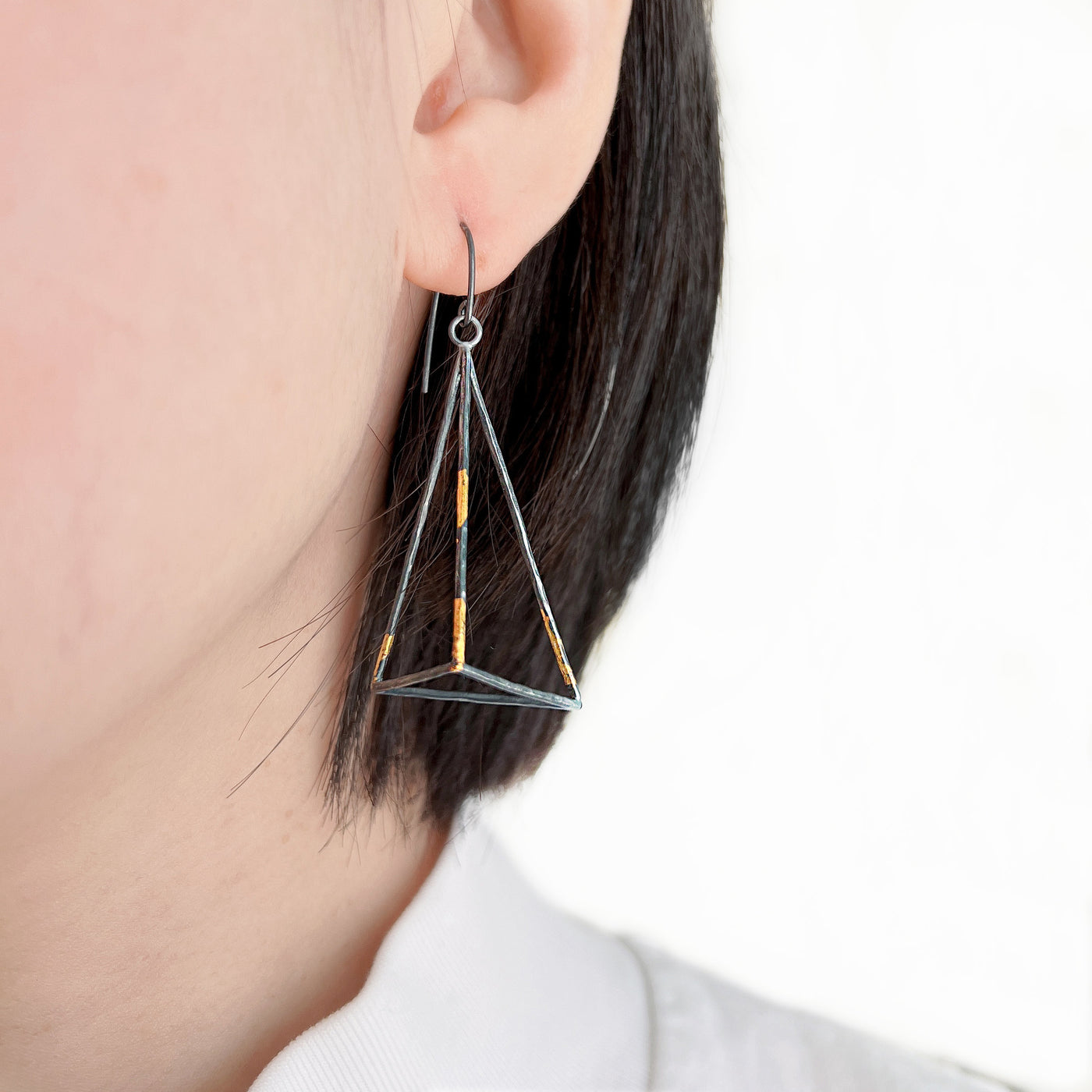 3D Triangle Dangle Earrings