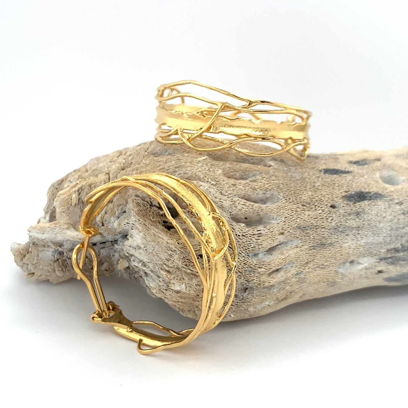 Large Gold Edge Hoop Earrings