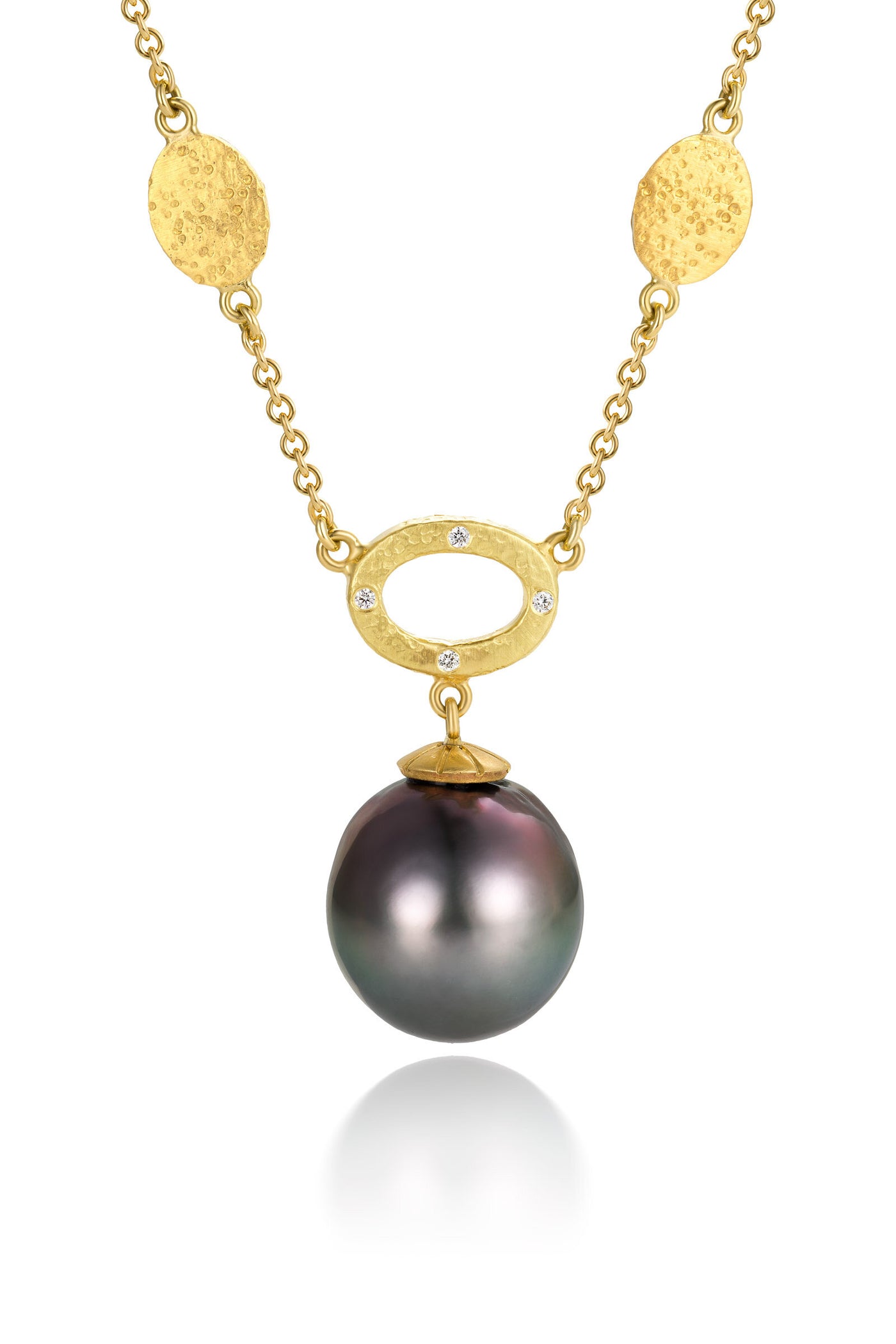 Tahitian Baroque Pearl Hammered Necklace