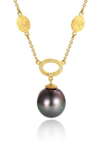 Tahitian Baroque Pearl Hammered Necklace