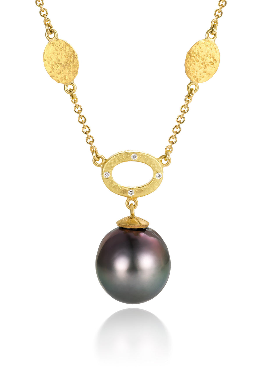 Tahitian Baroque Pearl Hammered Necklace