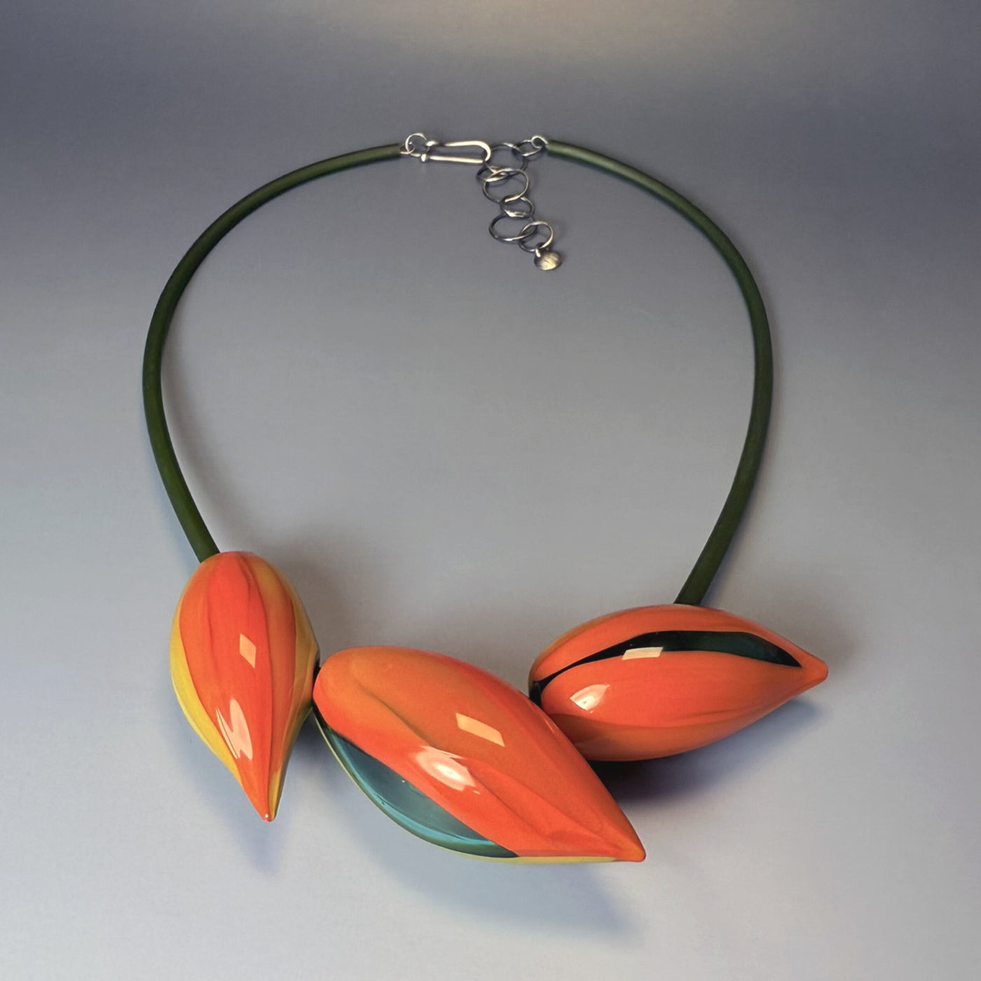 Orange and Pistachio Buds Necklace