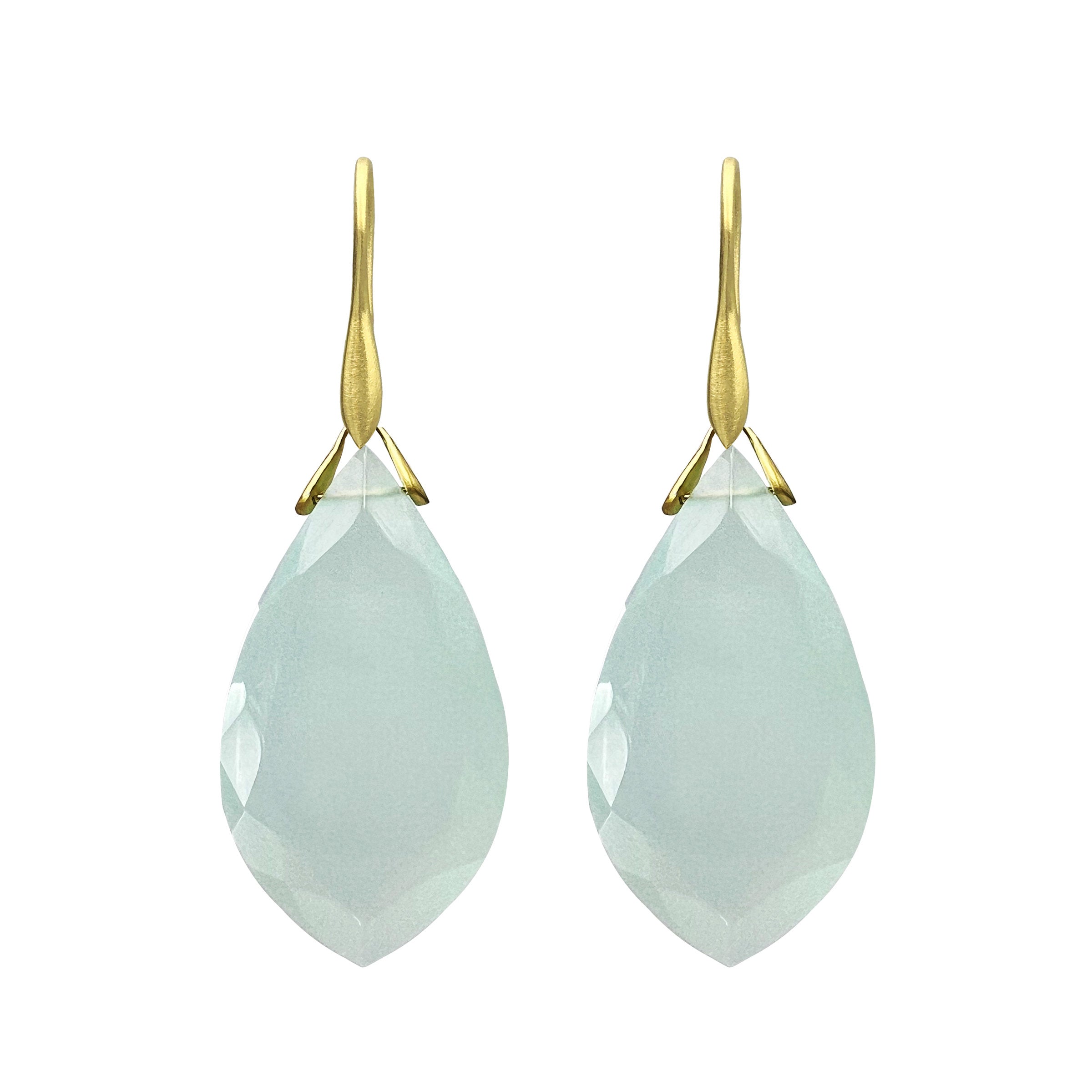 Chalcedony Leaf Trapeze Earrings