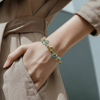 Signature Aqua Apatite, Prehnite, and Peridot Gold Bracelet