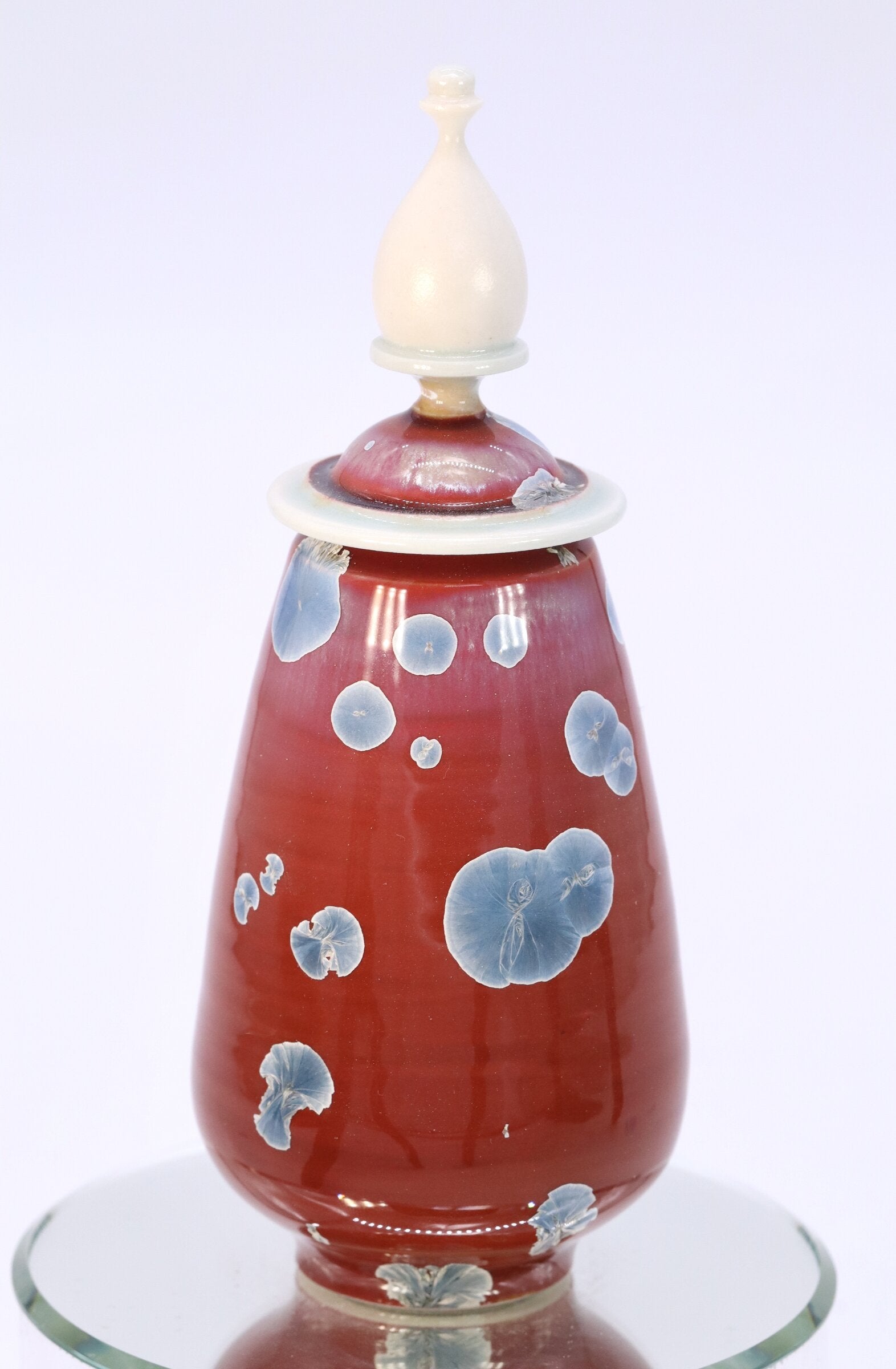 Miniature Crystalline Red and Blue Jar