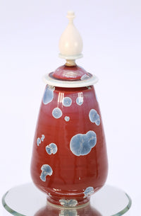 Miniature Crystalline Red and Blue Jar