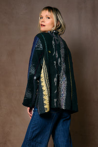 Jewel Woven with Vertical Patch Kantha Jacket