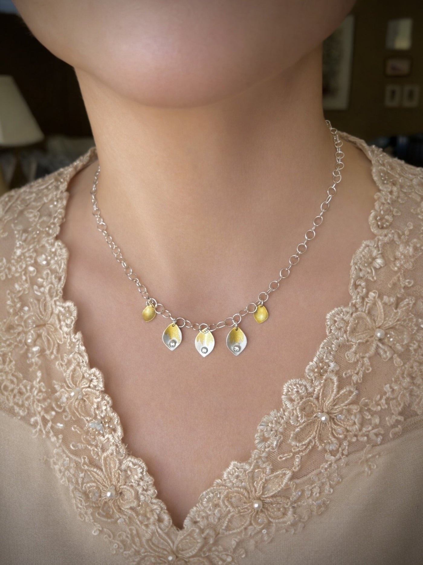 Petite Diamond Leaves Necklace