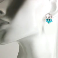 Faceted Crystal & Turquoise Clusters Earrings