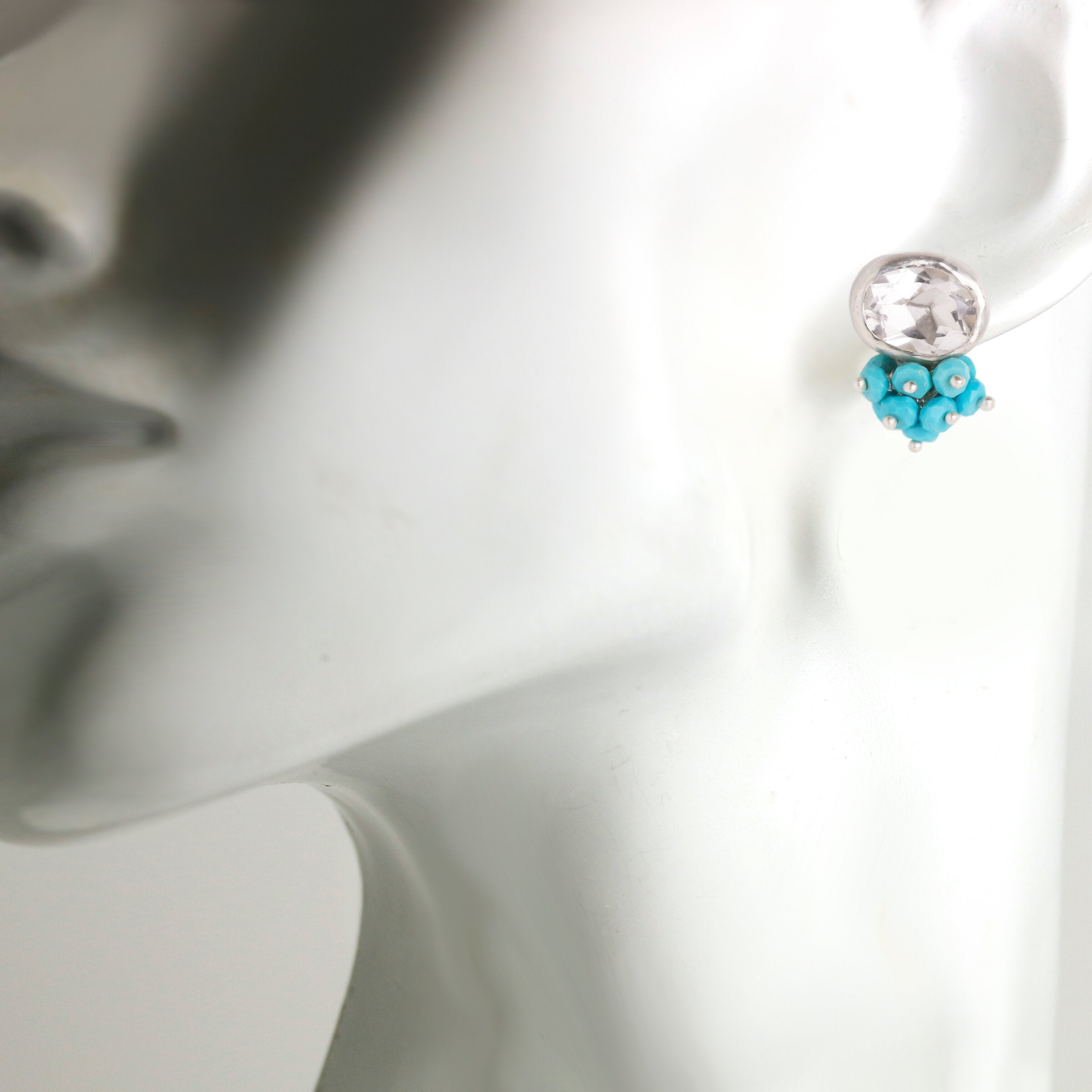 Faceted Crystal & Turquoise Clusters Earrings
