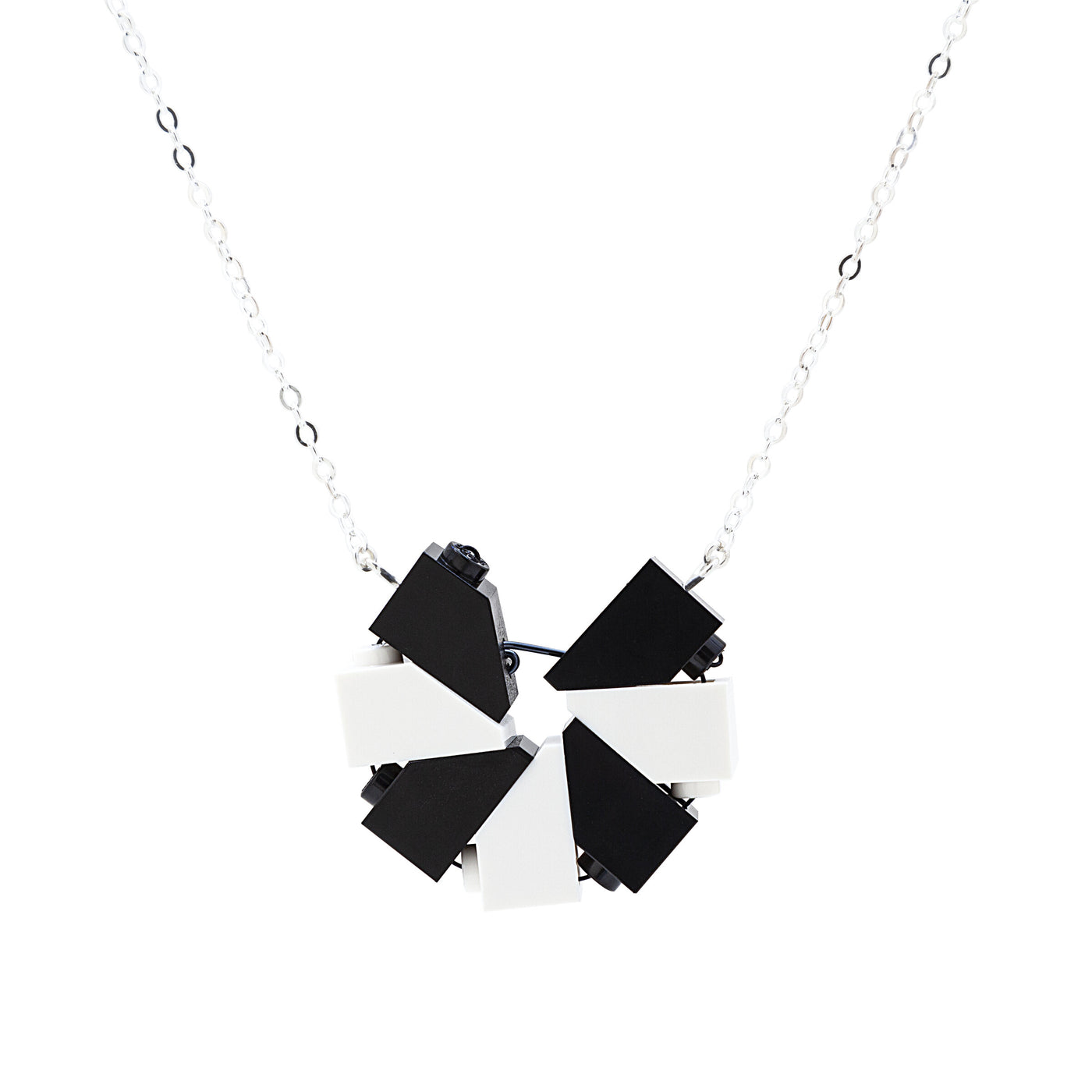 Black & White with bright silver chain