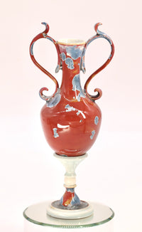 Miniature Crystalline Red & Blue Amphora Vase