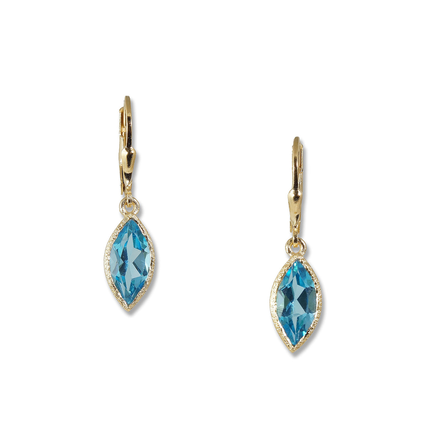 Gold Blue Topaz Marquise Earrings II