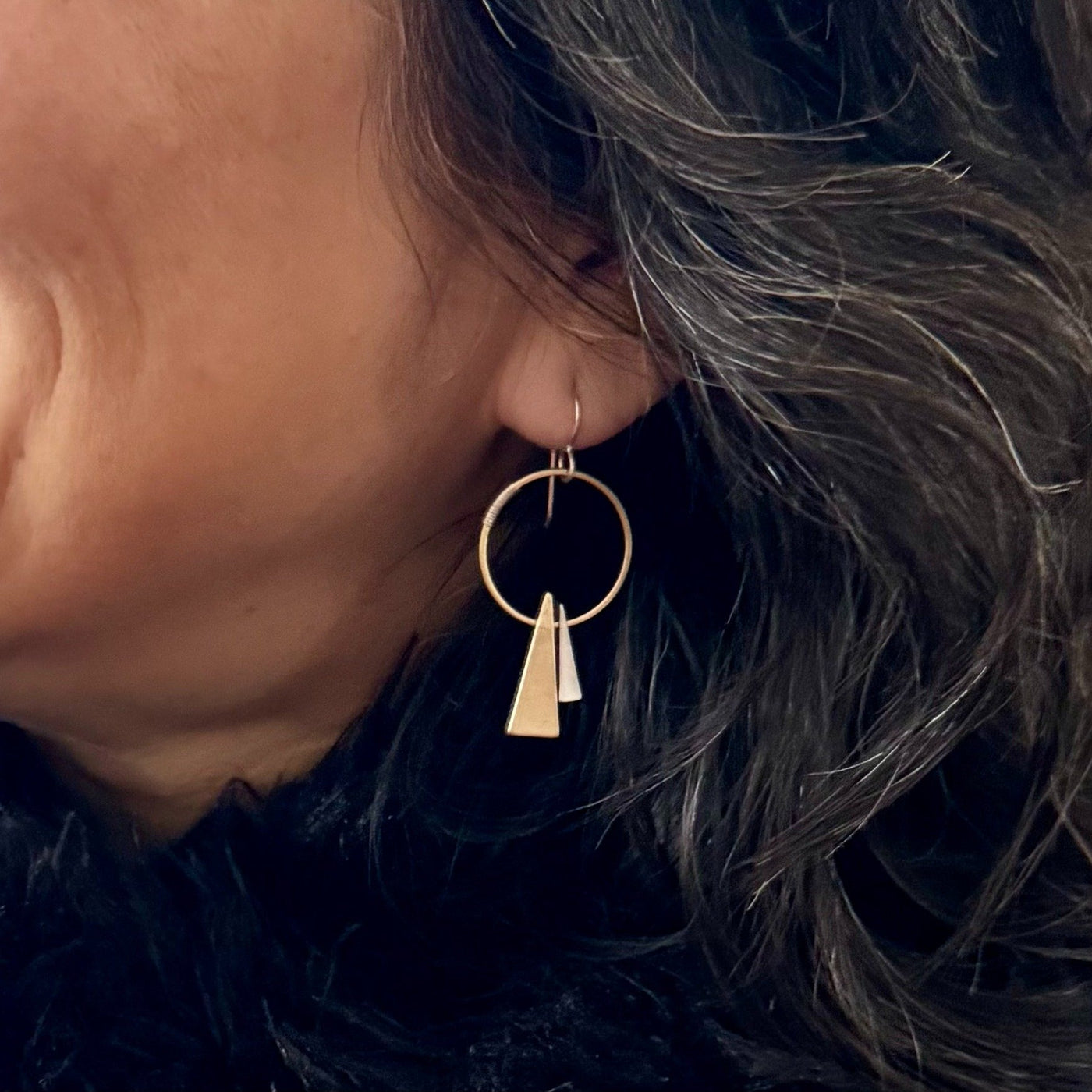 18k gold-electroplated brass with Gold & Silver Triangles