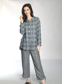 Linen Houndstooth Jacquard Shirt Jacket