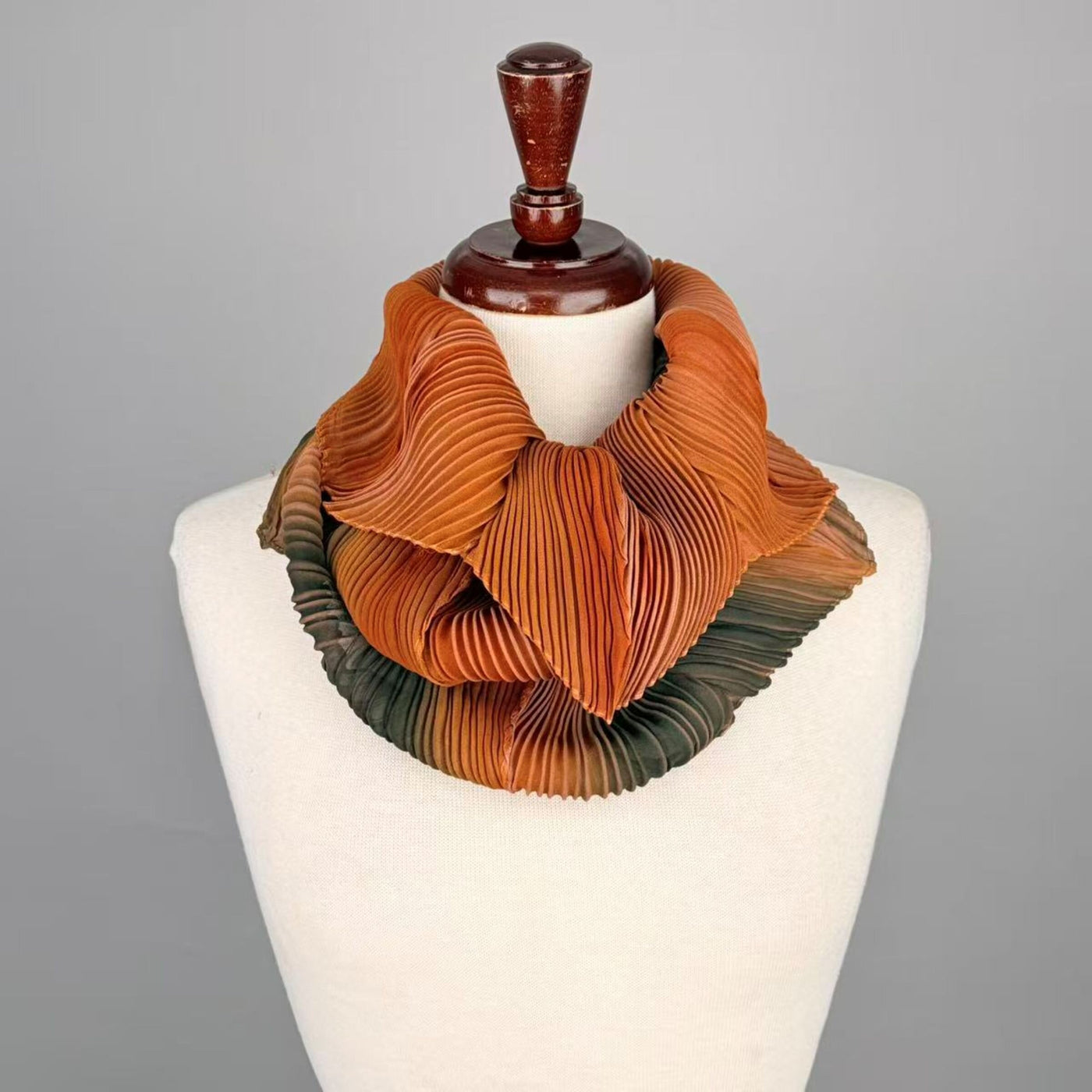 Pleated Silk Loop Scarf