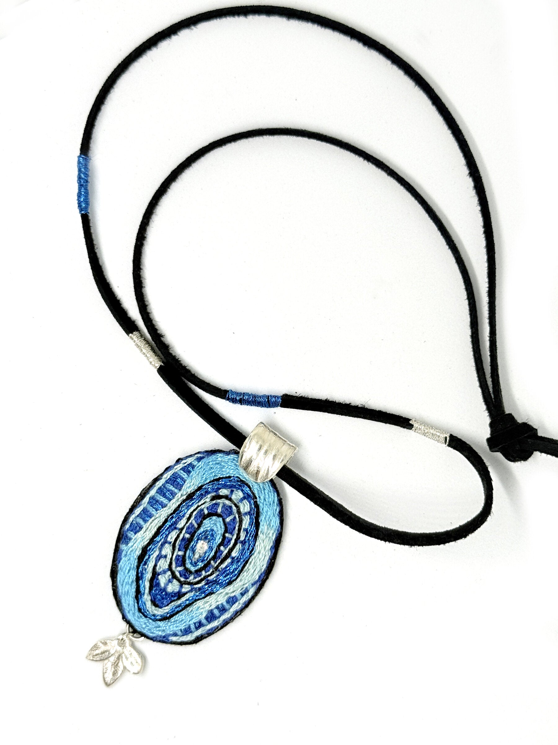 Blue Embroidered Pendant