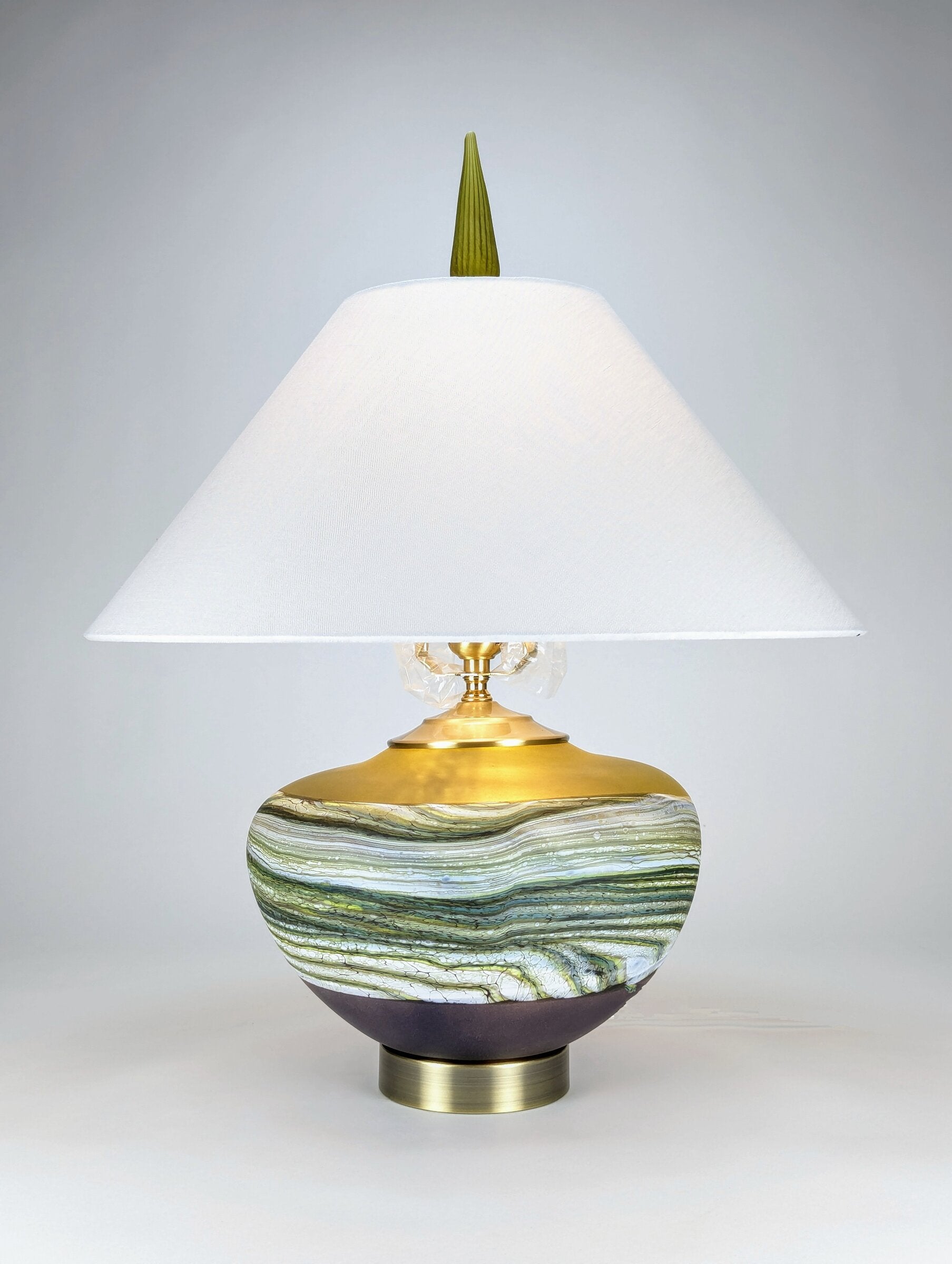 Satin Strata Table Lamp in Lime and Amethyst