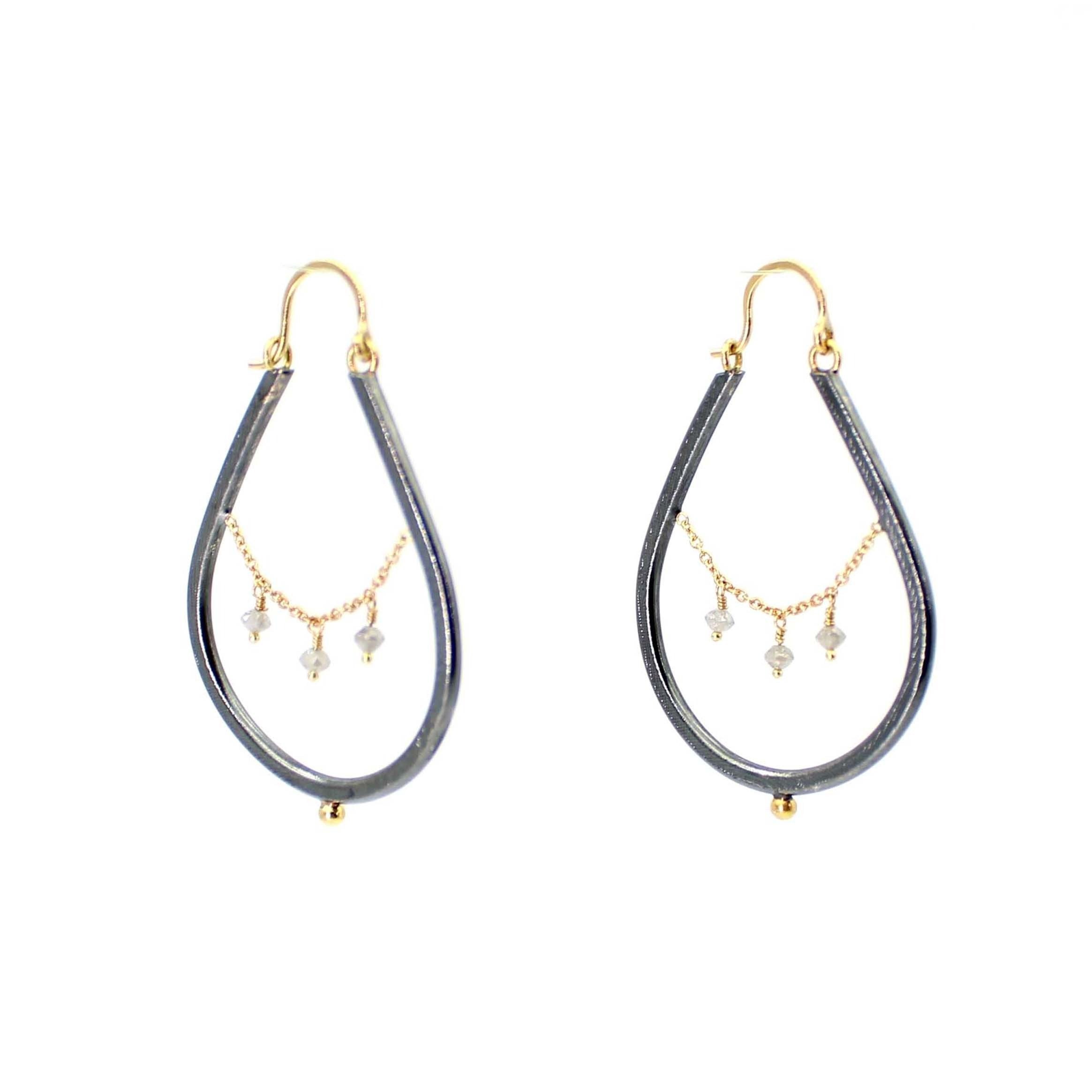 Elegant Dangly Diamond Hoops