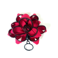 Hot Pink Zipper & Loop Flower Pin