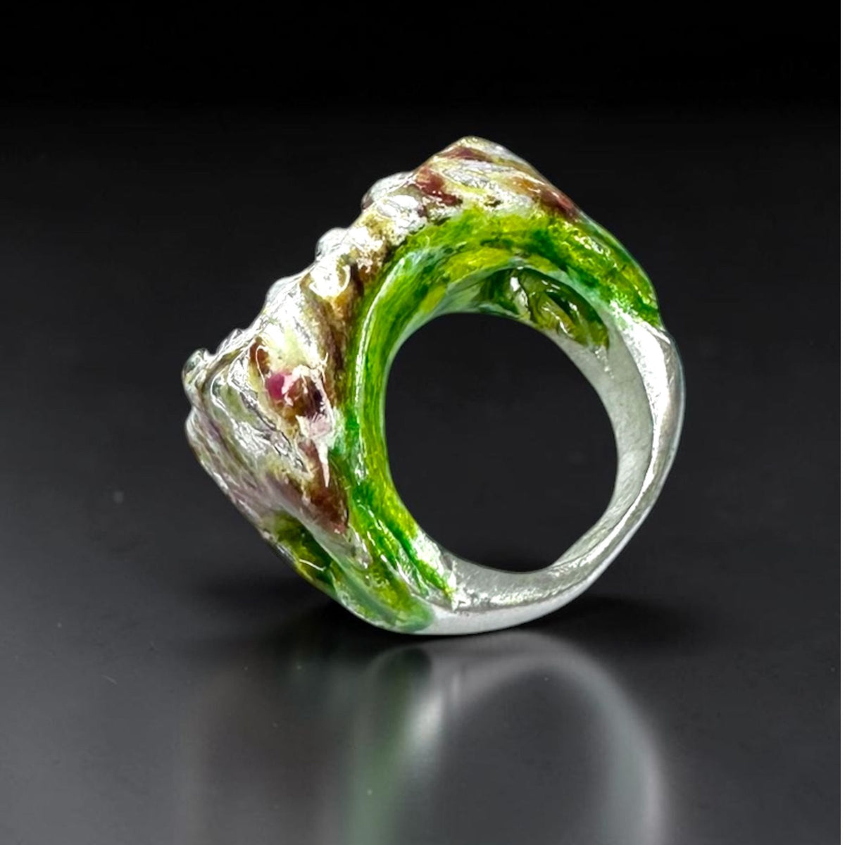Red Crocus & Hematoid Statement Ring