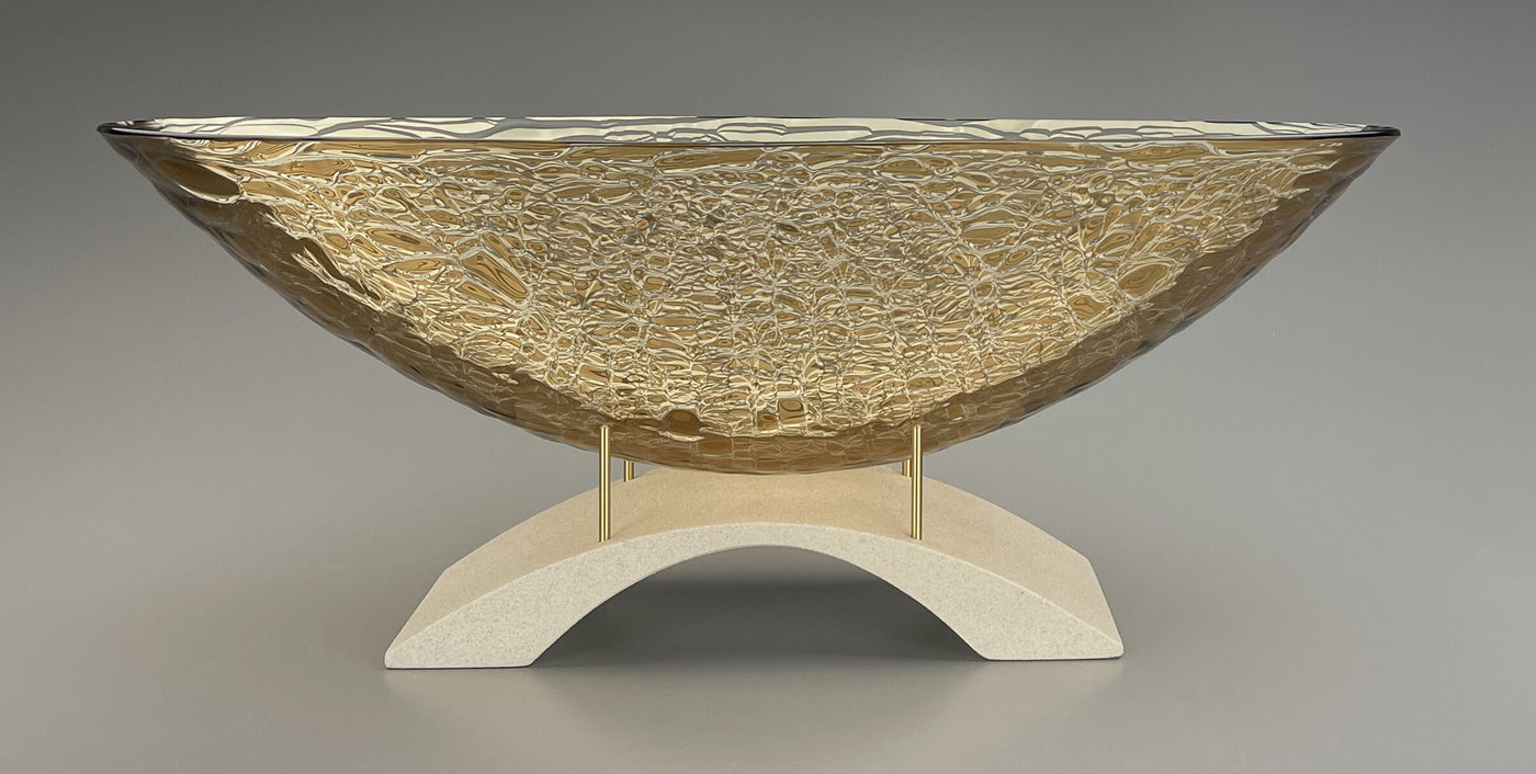 Golden Sunset Oval Vessel with Arch Pedestal