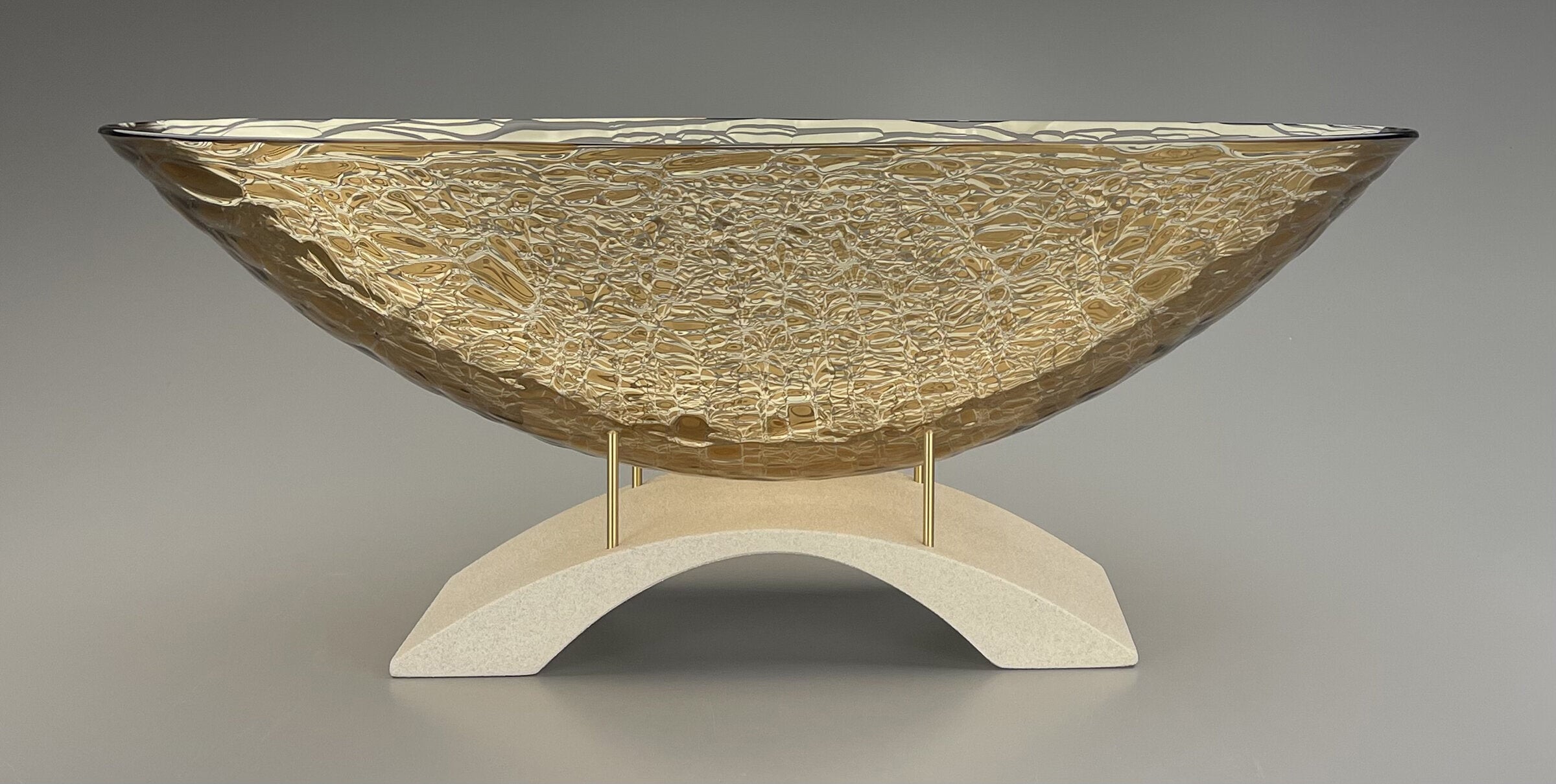 Golden Sunset Oval Vessel with Arch Pedestal