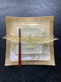 Gold Glass Bird Crystal Place Setting
