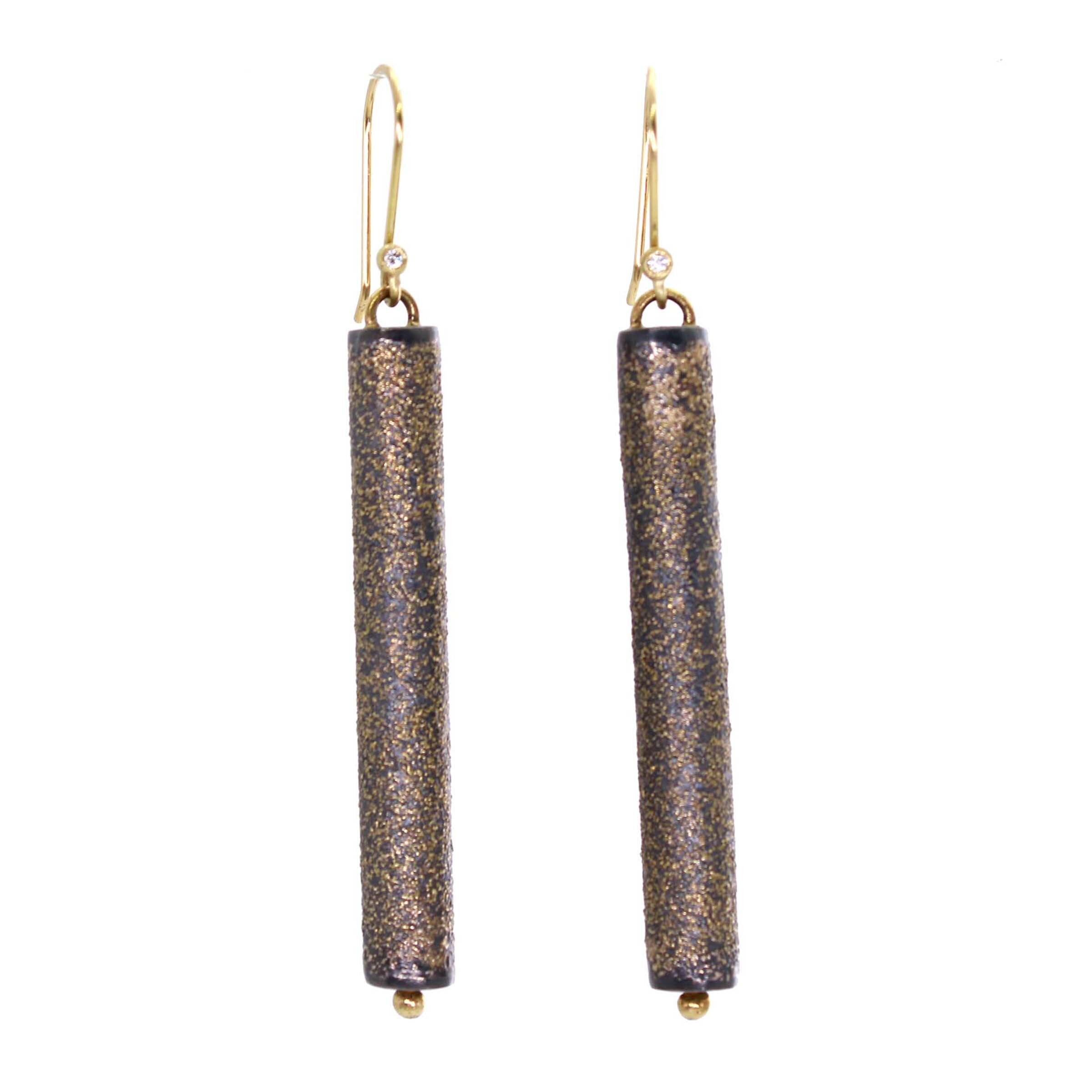 Long Gold Dust Tube Earrings