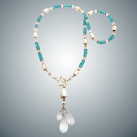 Apatite, Crystal Quartz, and Sterling Silver Necklace