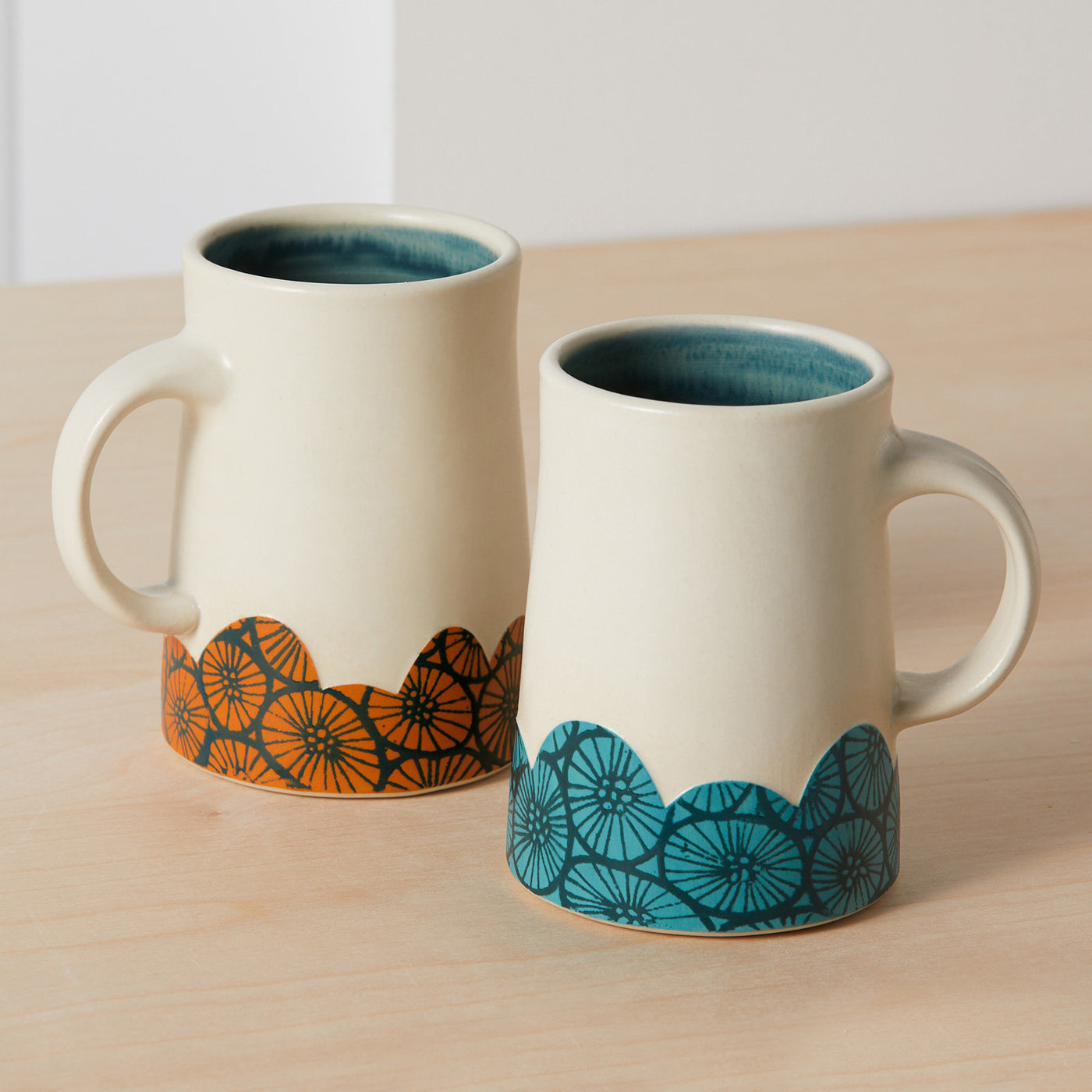 left to right: tangerine, teal
