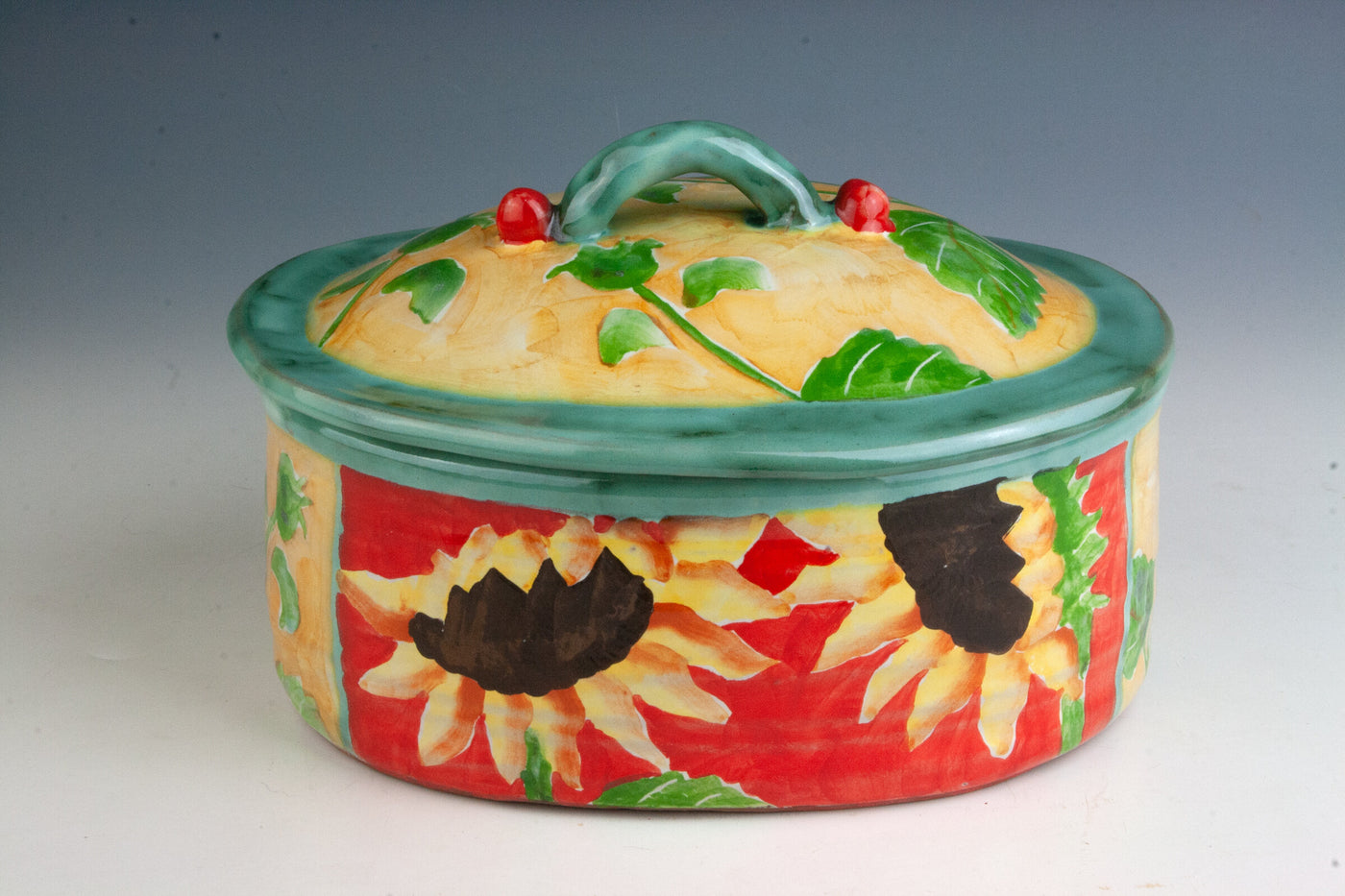 Sunflower Oval Dish with Lid