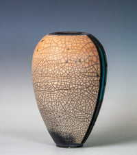 Orange Naked Raku with Turquoise Ladder