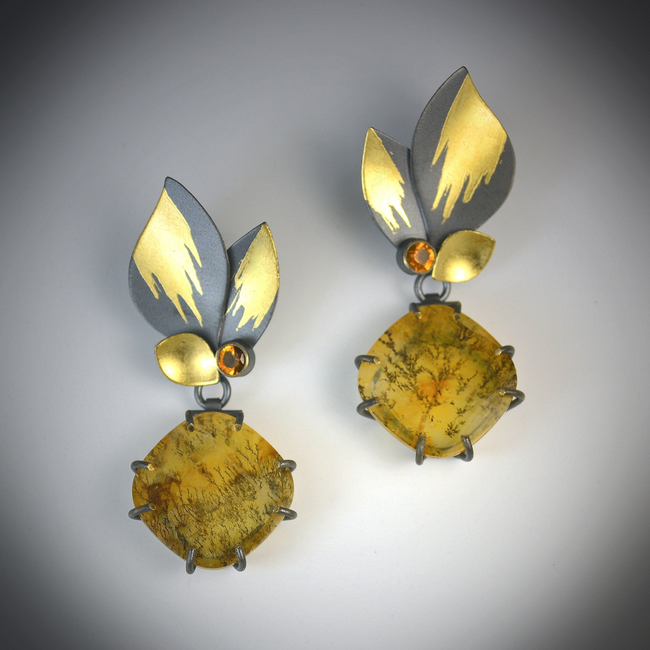 Dendritic Quartz Dangle Earrings
