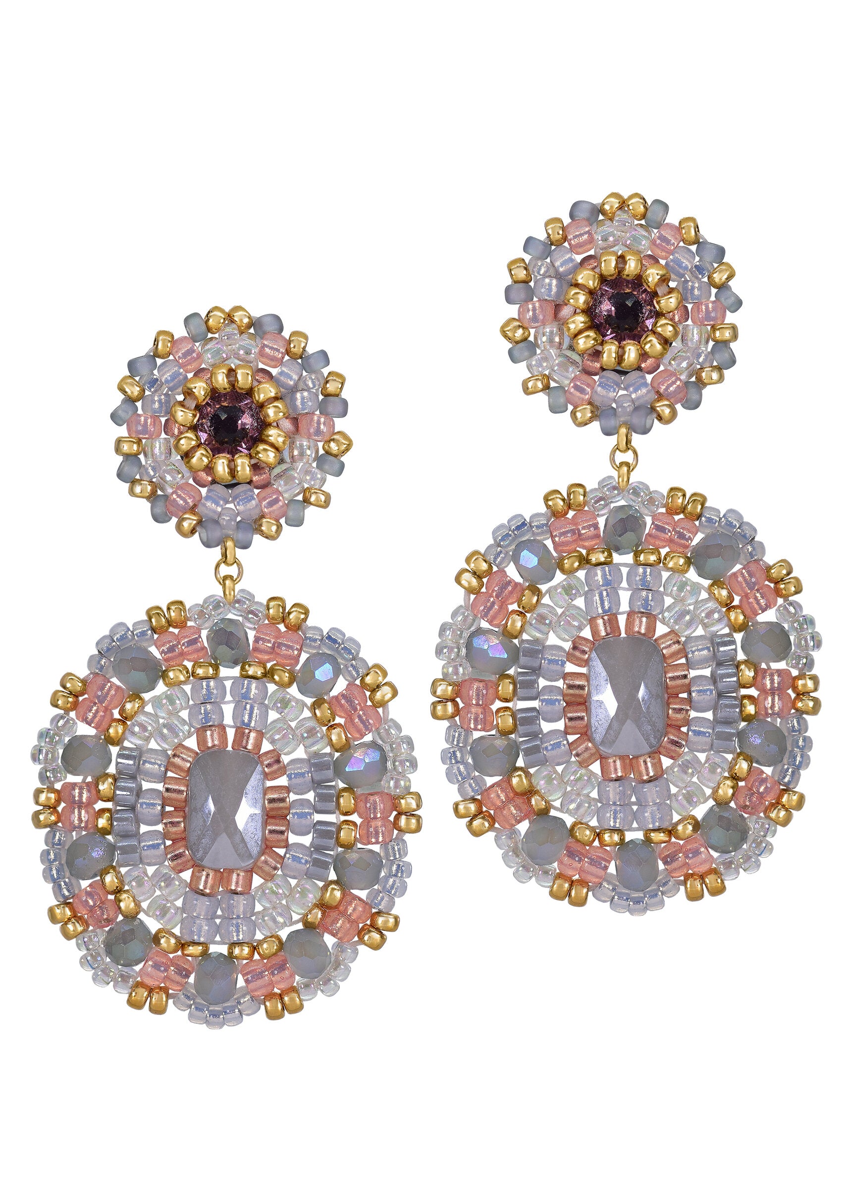 Champagne Lavender Oval Earrings