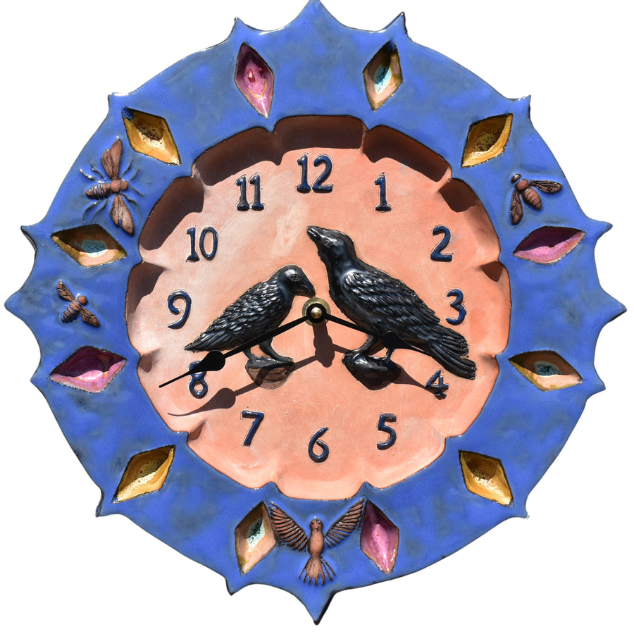 Ravens Ceramic Wall Clock in Deep Water Blue