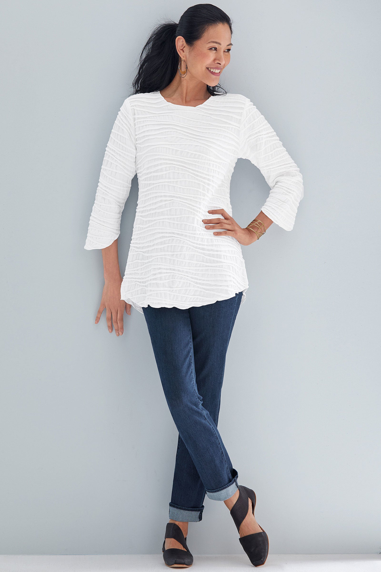 shown with the bombshell runaround jeans by parker smith and simone flat by CYDWOQ