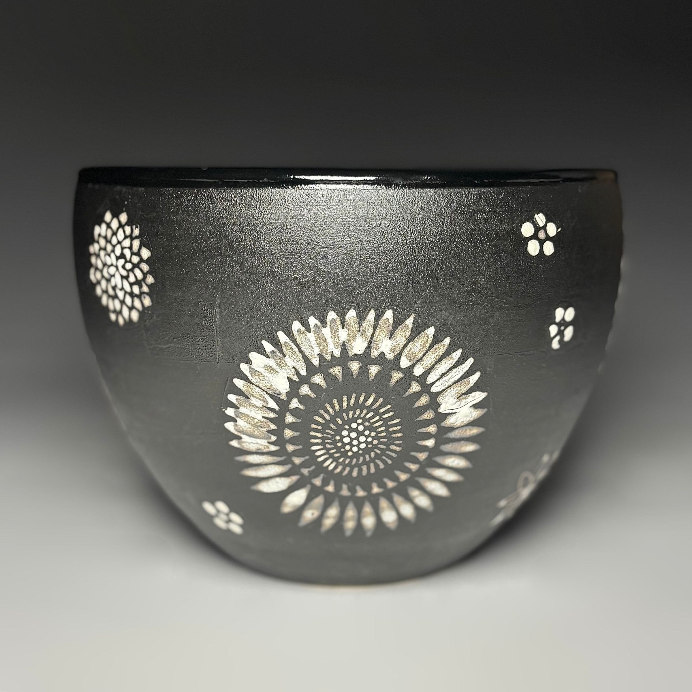 Black Floral Serving Bowl