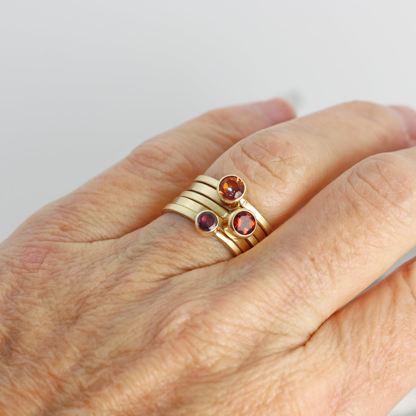 Yellow Gold Gemstone Stacking Ring Set