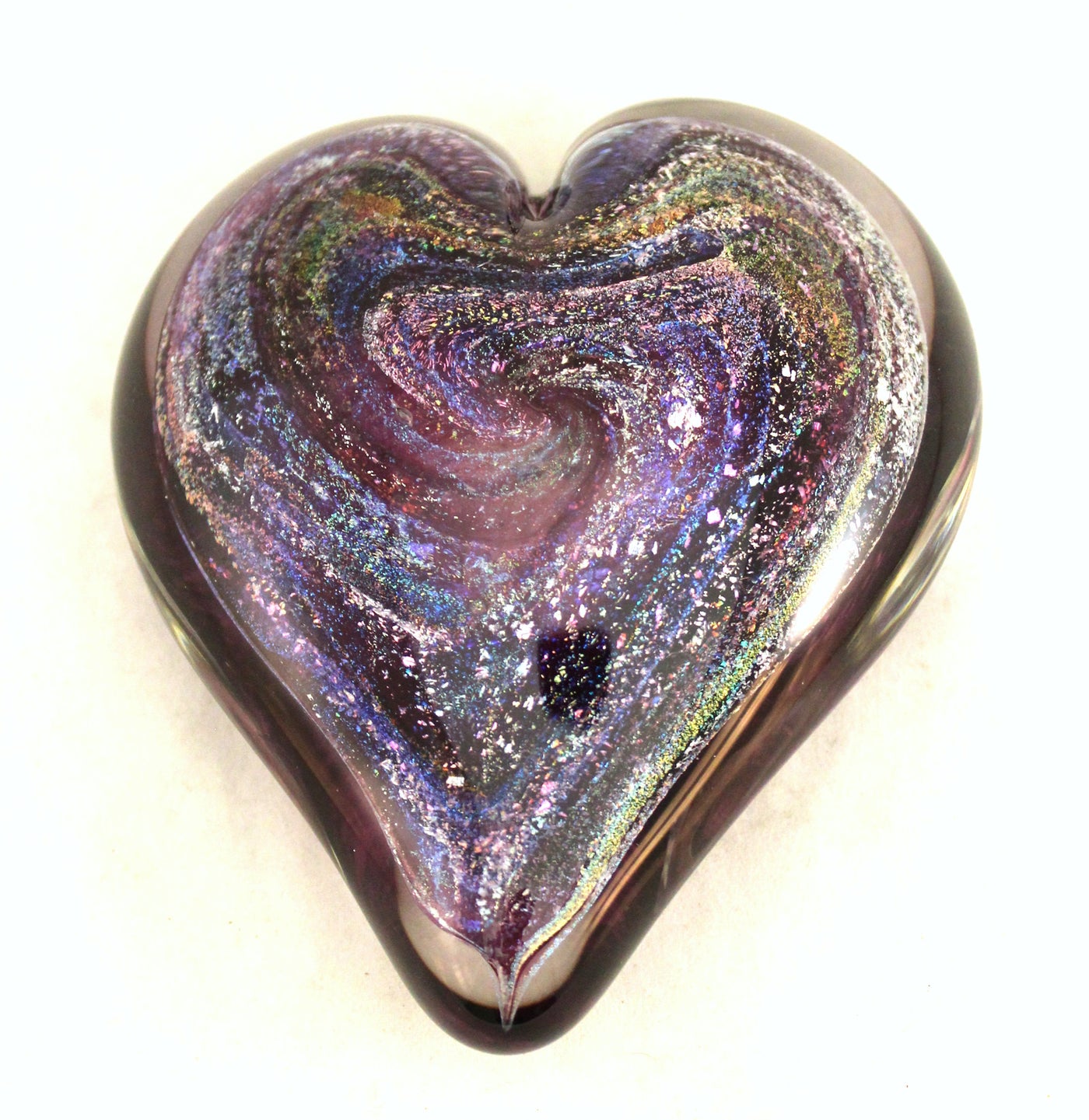 Large Amethyst Dichroic Heart Paperweight