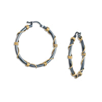Large Black and Gold Wrapped Hoops