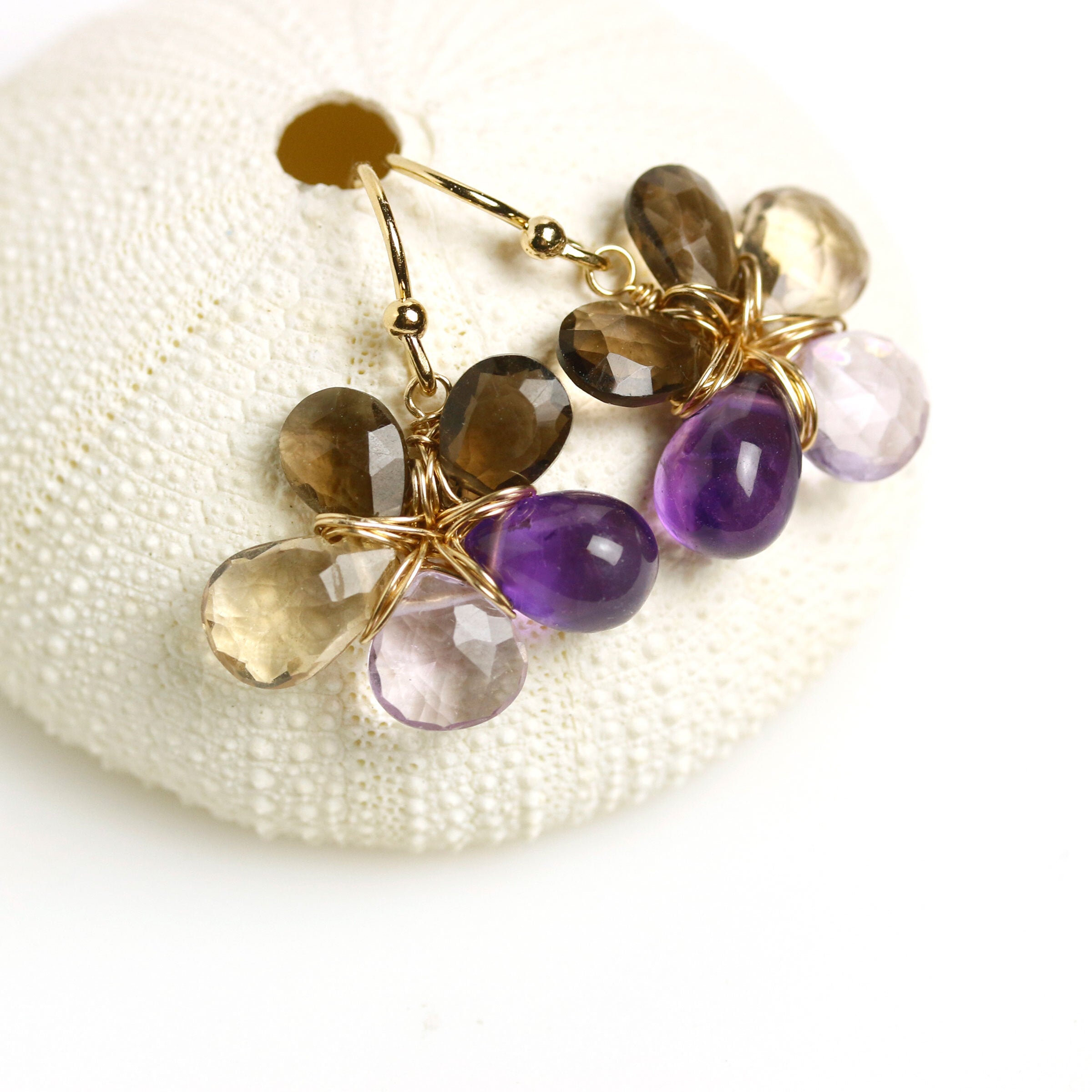 Violets & Chocolate Flower Earrings