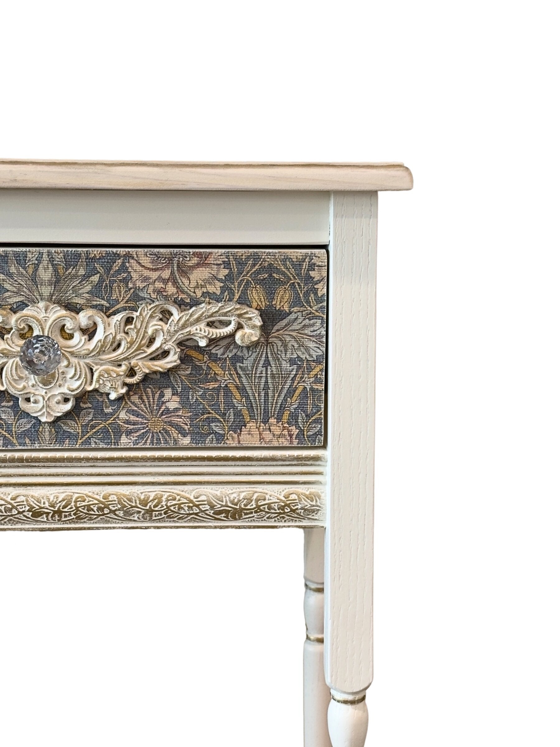 Floral Nouveau Side Table in Ivory