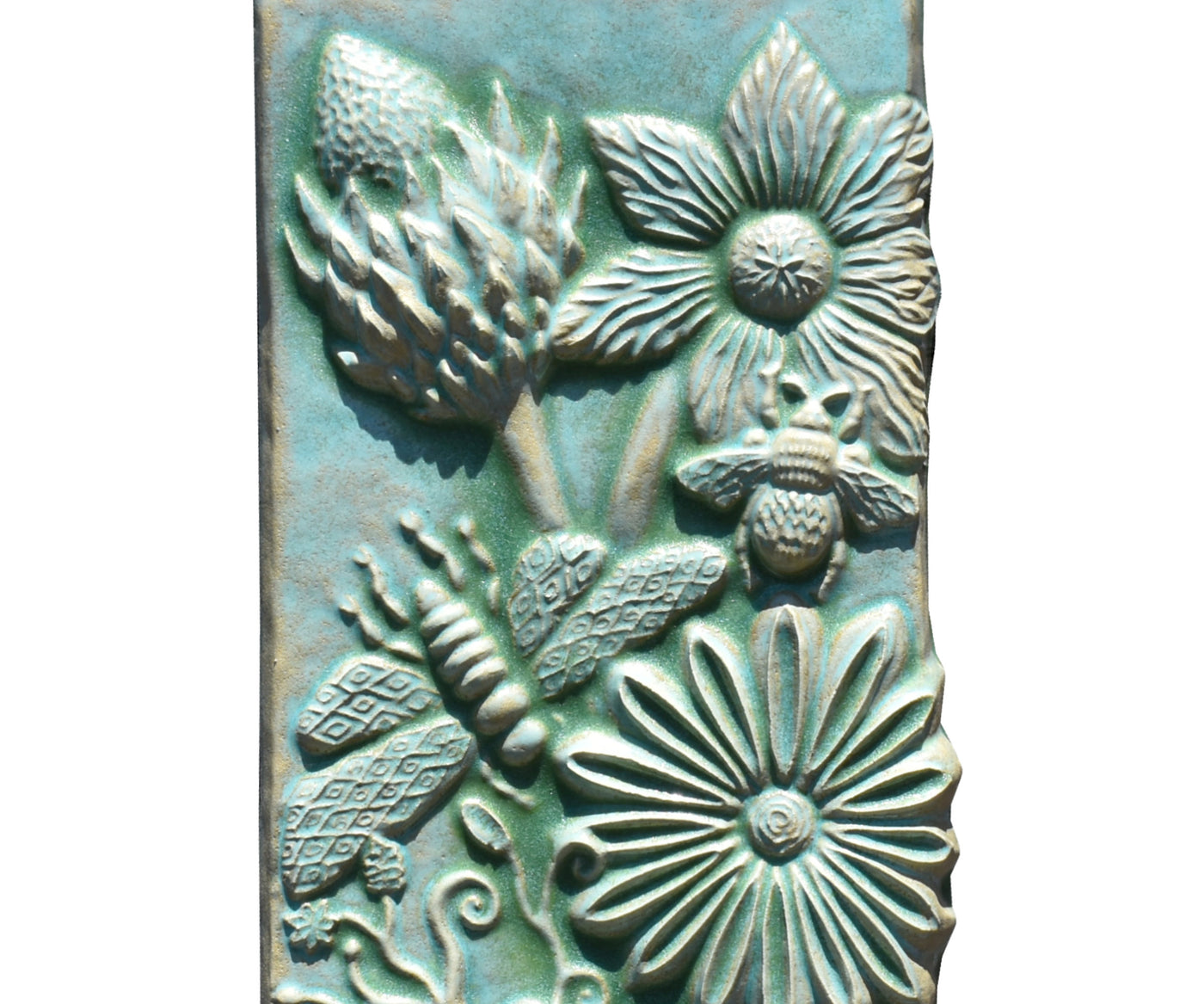 Botanical Tile in Patina Green Glaze