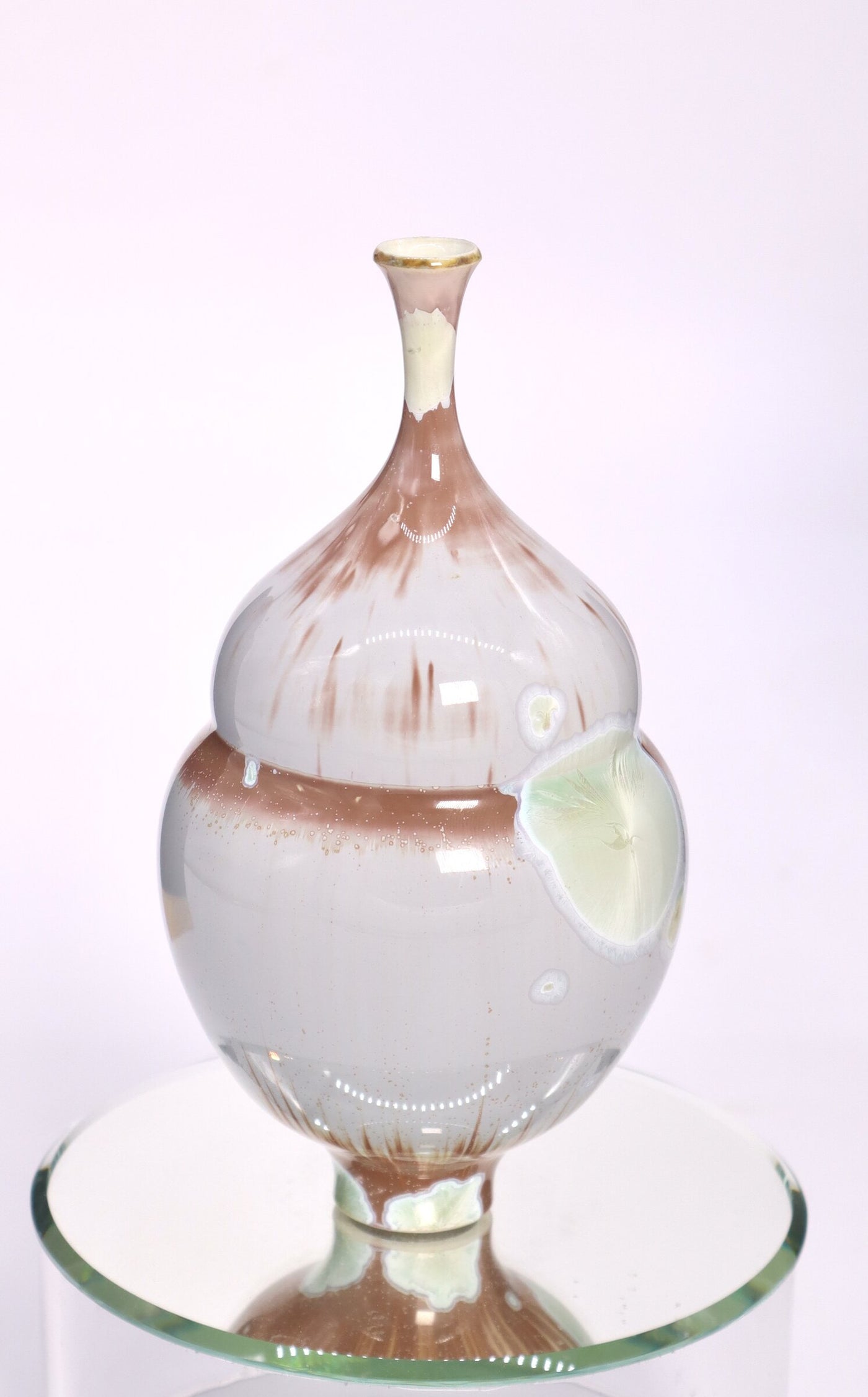 Miniature Crystalline Mauve & Lime Green Bottle