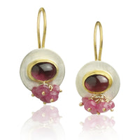 Rhodolite Garnet & Pink Sapphire Clusters Earrings