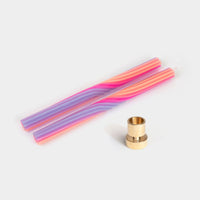 Orange & Lavender Tapers with Brass Holder