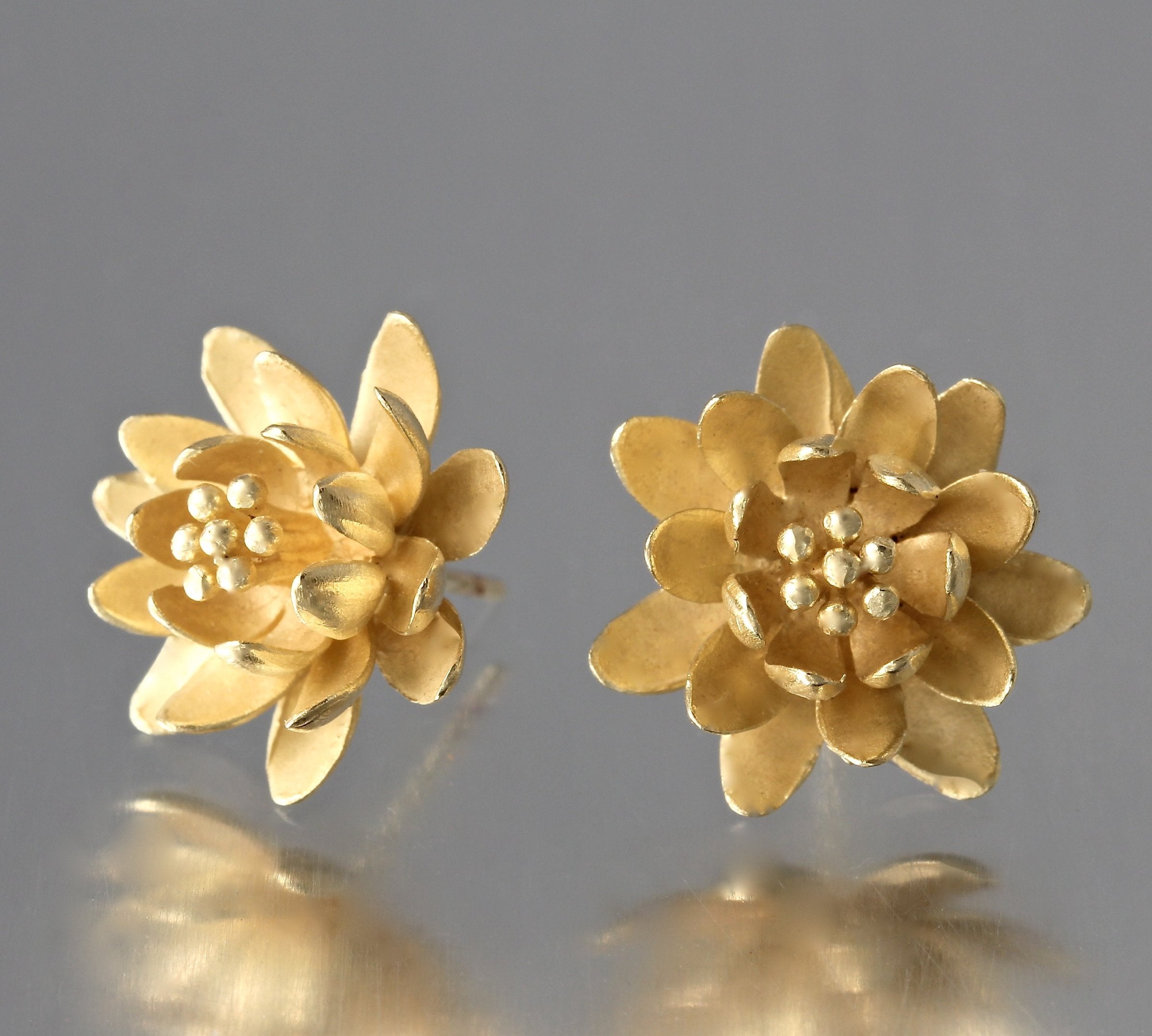 Waterlily Post Earrings in Gold