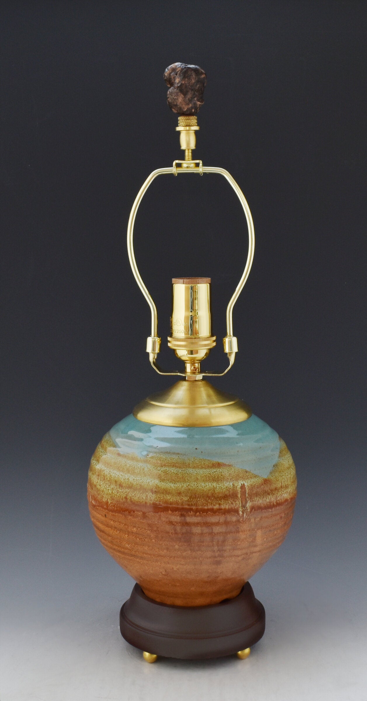 Stoneware Table Lamp with Mica Shade