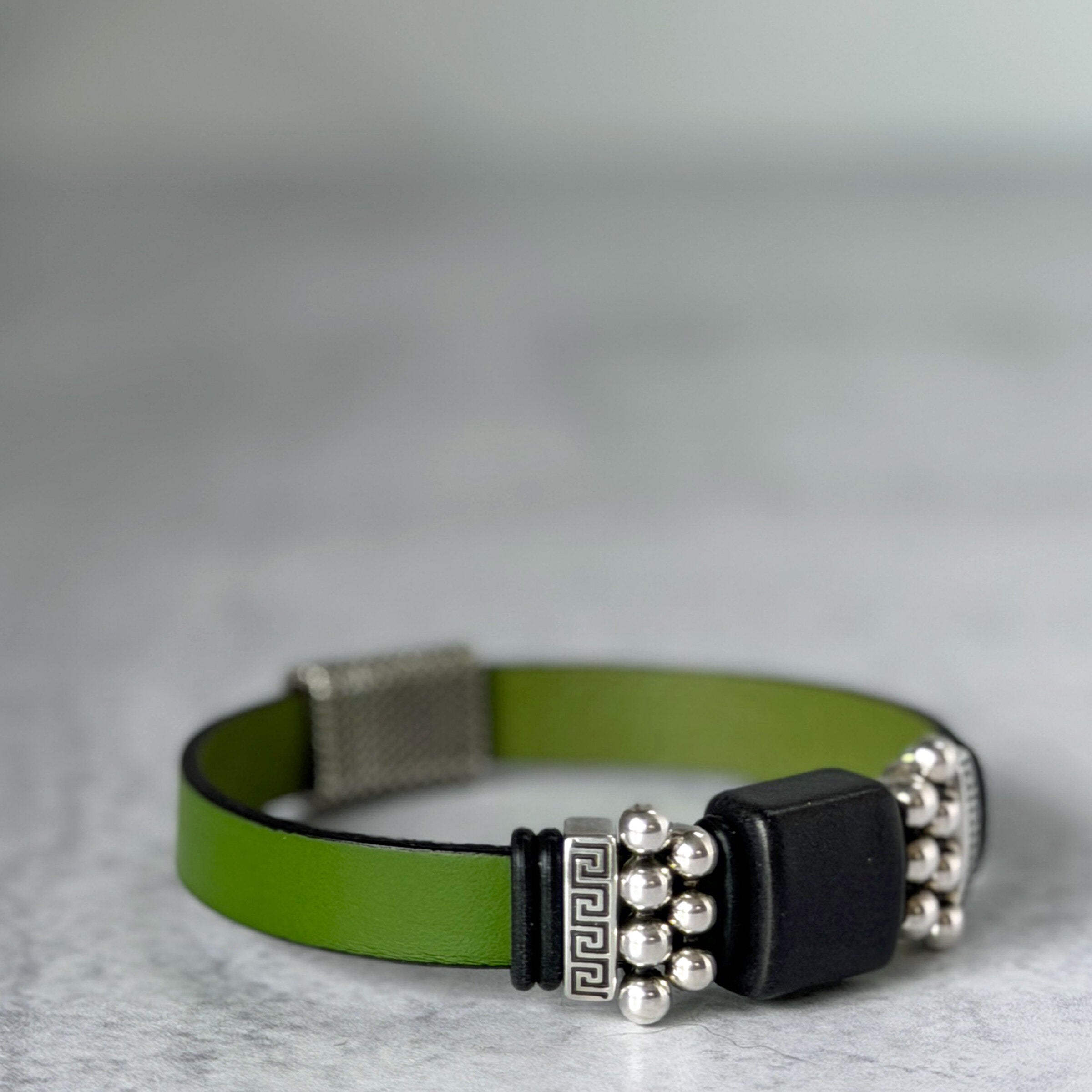 Leather & Porcelain Stone Bracelet